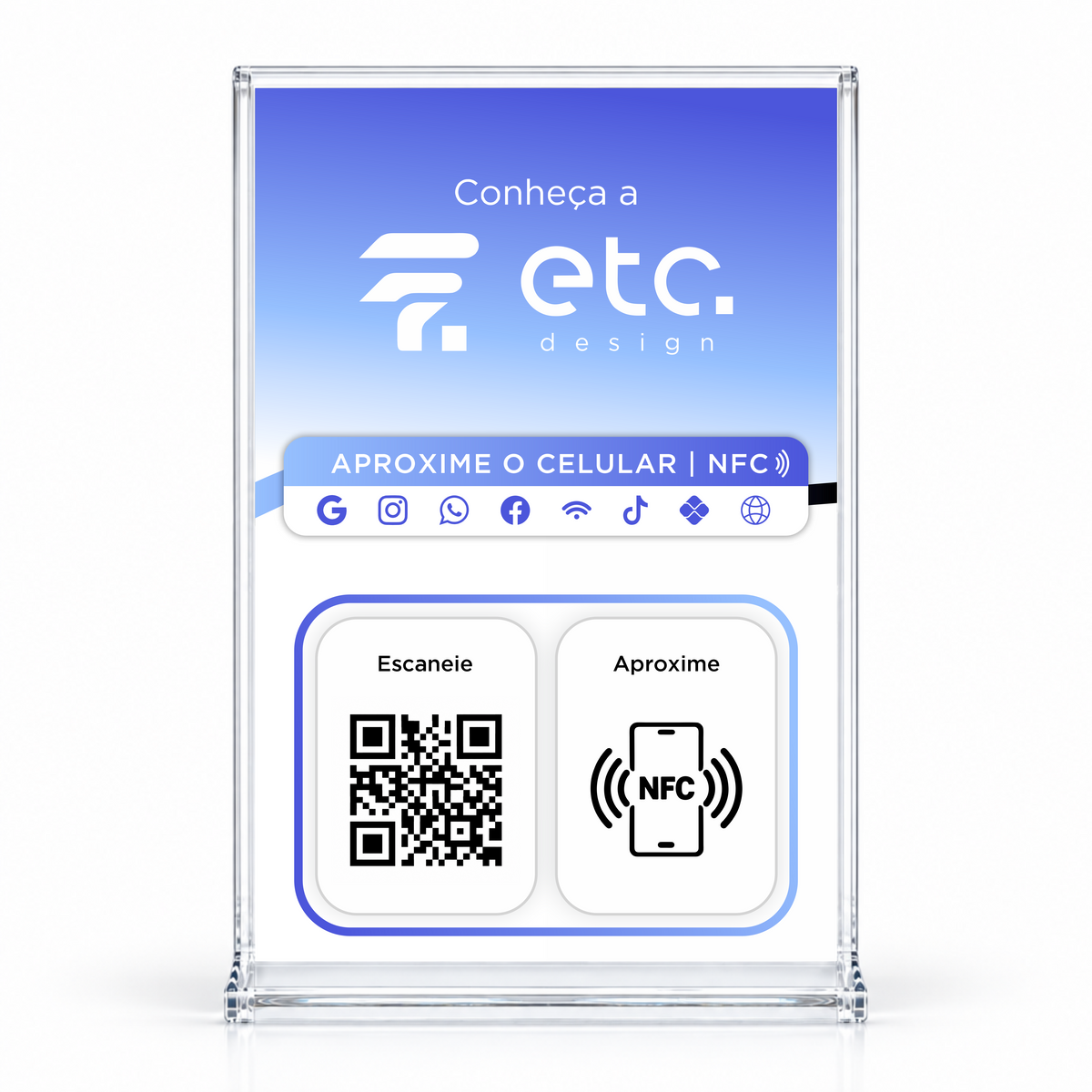 Placa NFC + QR Code Modelo Personalizado (Multilink)