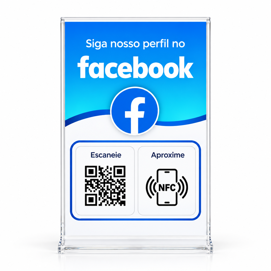 Placa NFC + QR Code Modelo Pronto