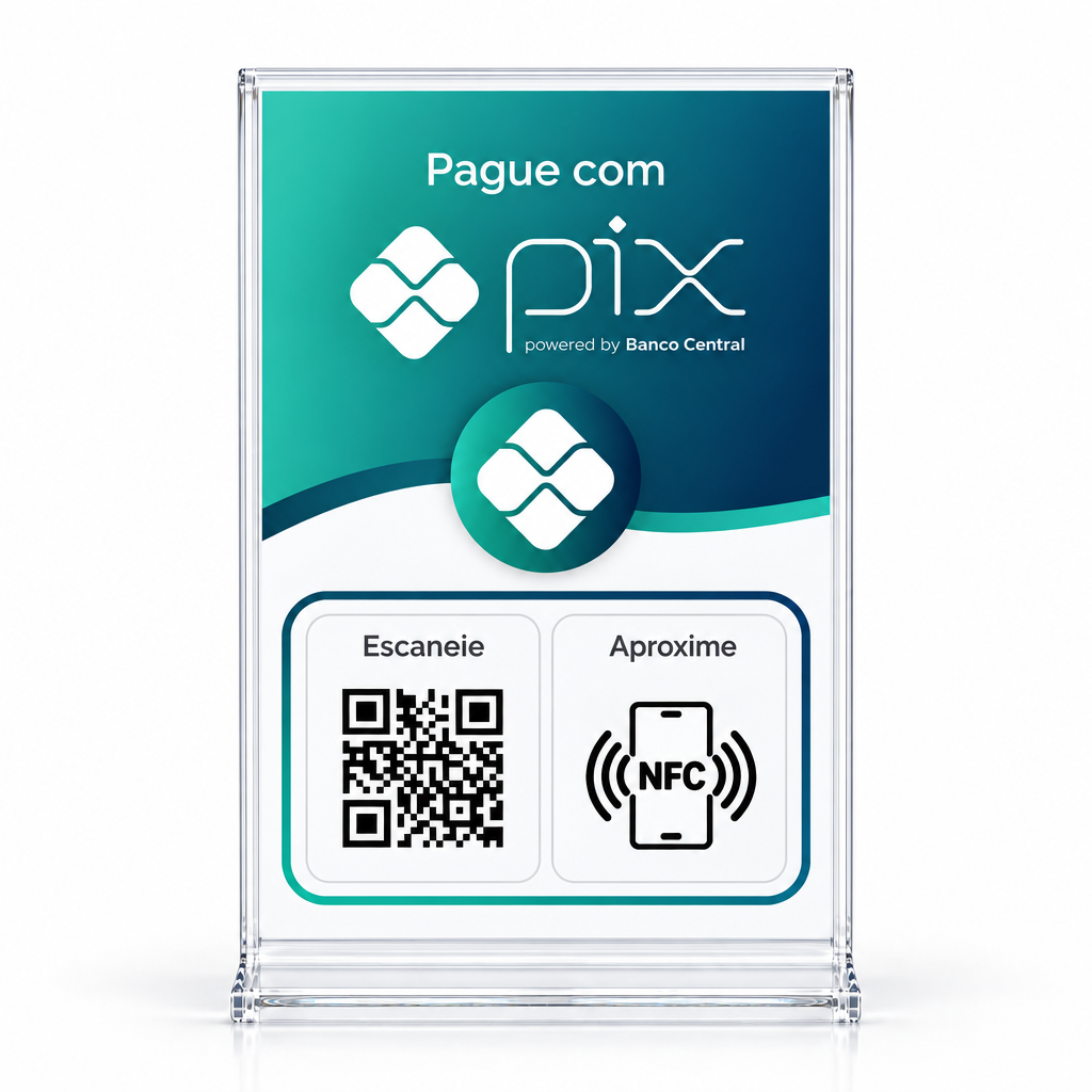 Placa NFC + QR Code Modelo Pronto