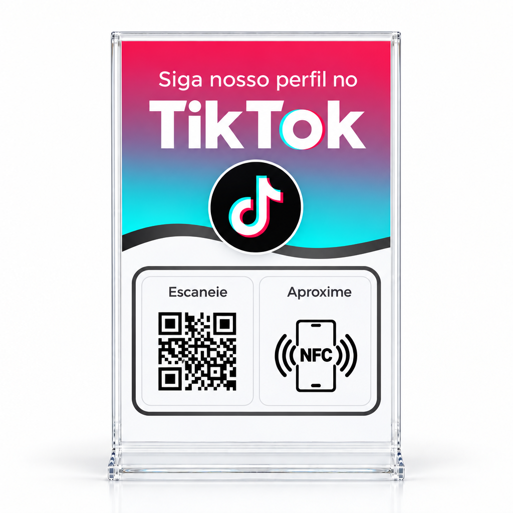 Placa NFC + QR Code Modelo Pronto