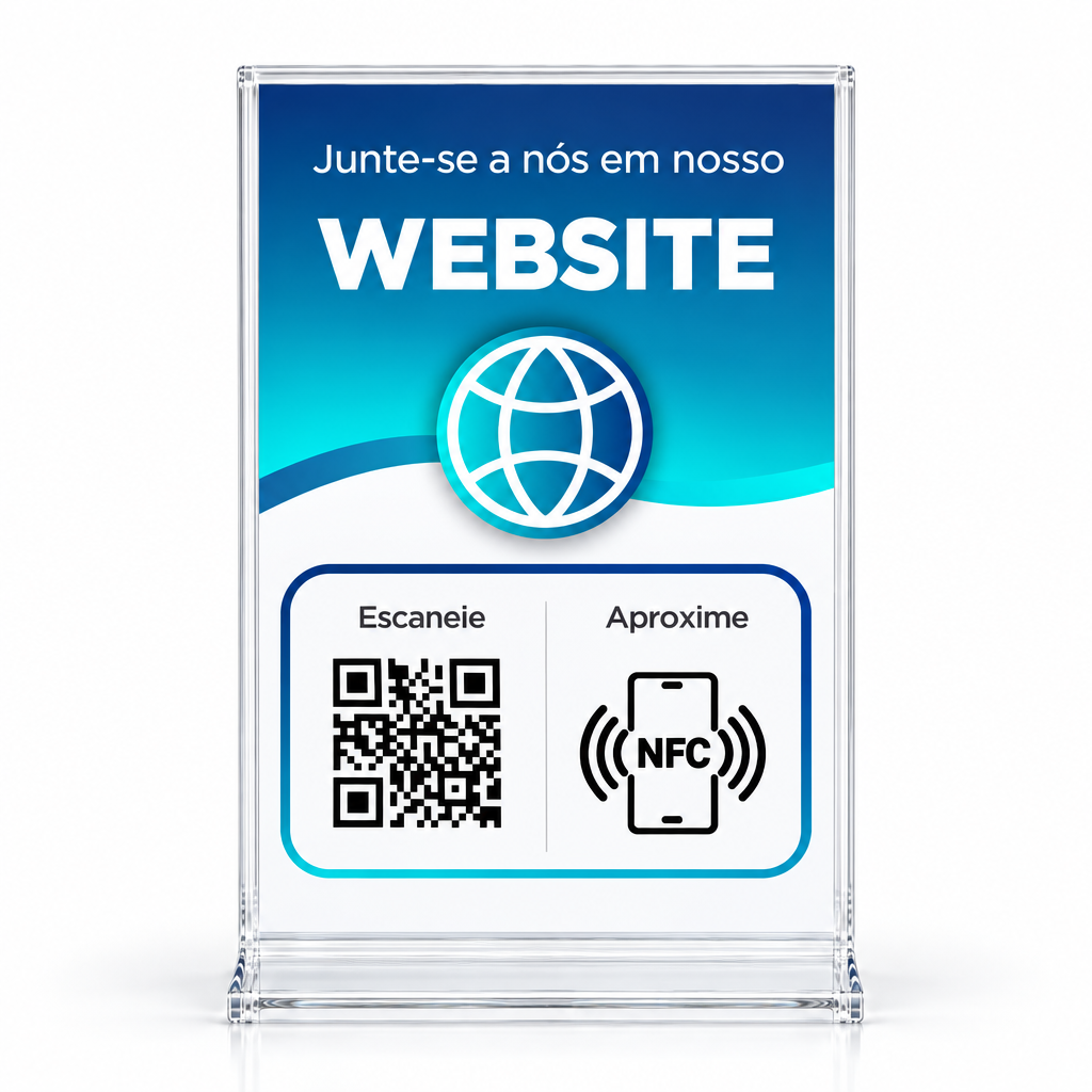 Placa NFC + QR Code Modelo Pronto