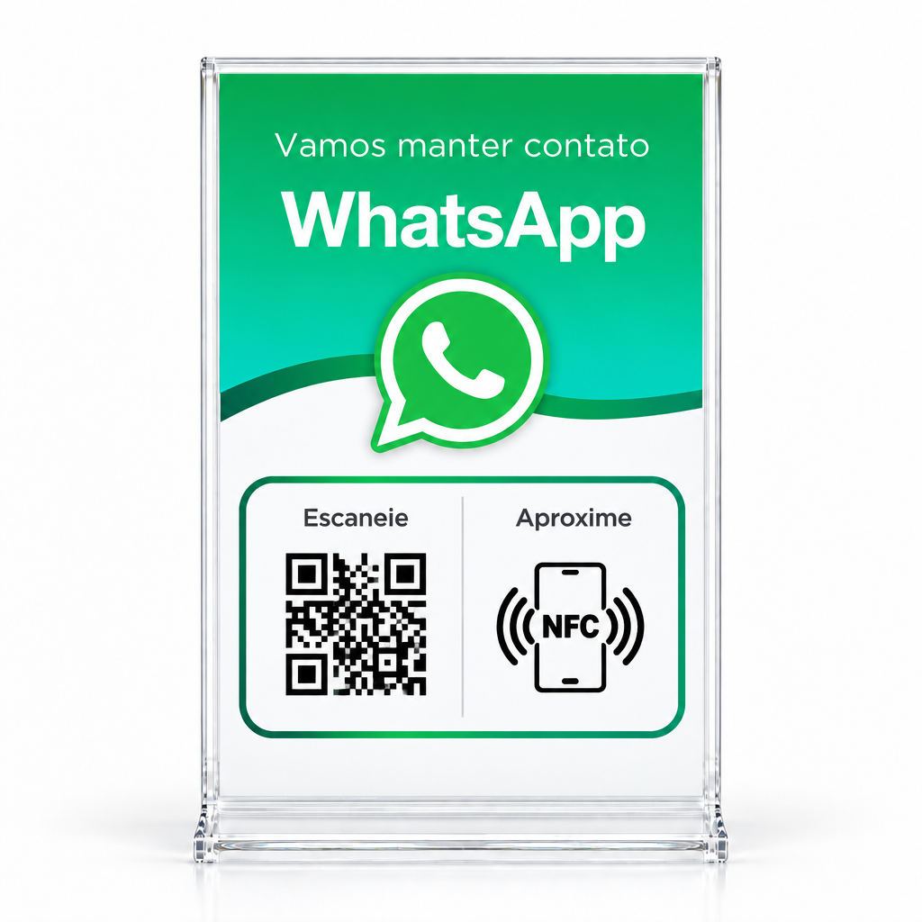 Placa NFC + QR Code Modelo Pronto