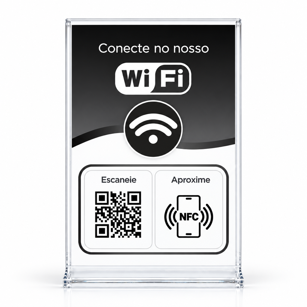 Placa NFC + QR Code Modelo Pronto