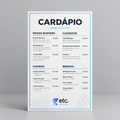 Cardápio em PVC 1 mm 21x30 cm Personalizado